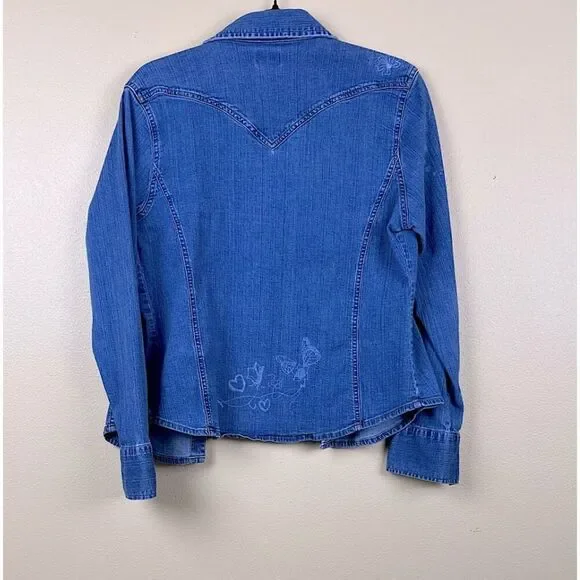 Levi's Tops Shirt Blue Denim Button-Up Size L - Picture 5 of 8